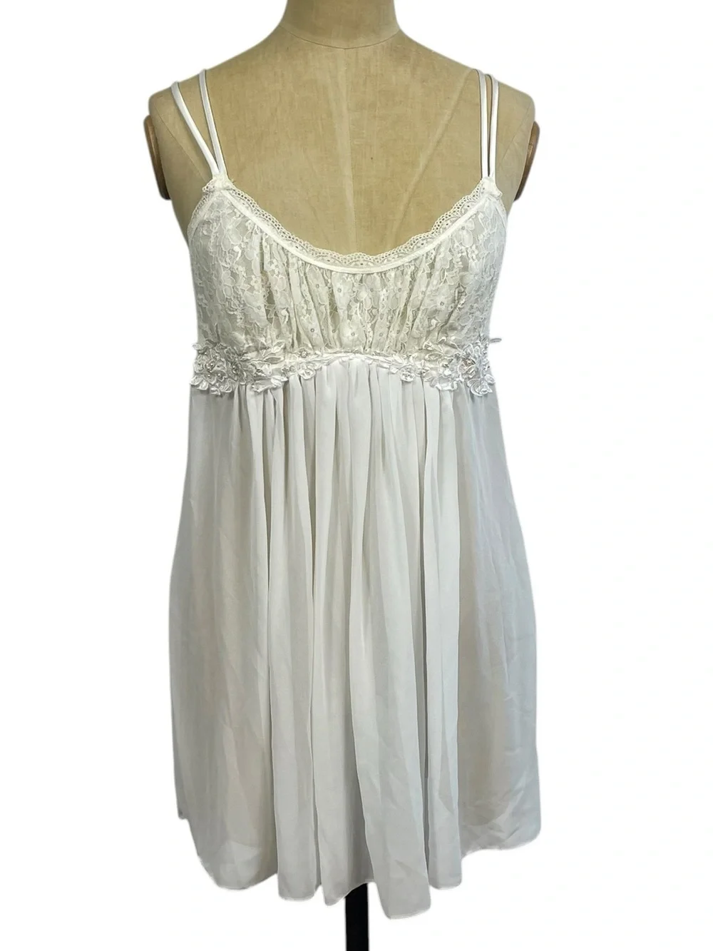In Bloom Lace Nightie Dress SM White Chiffon Romantic Sequin Lingerie Embellish - Picture 14 of 14